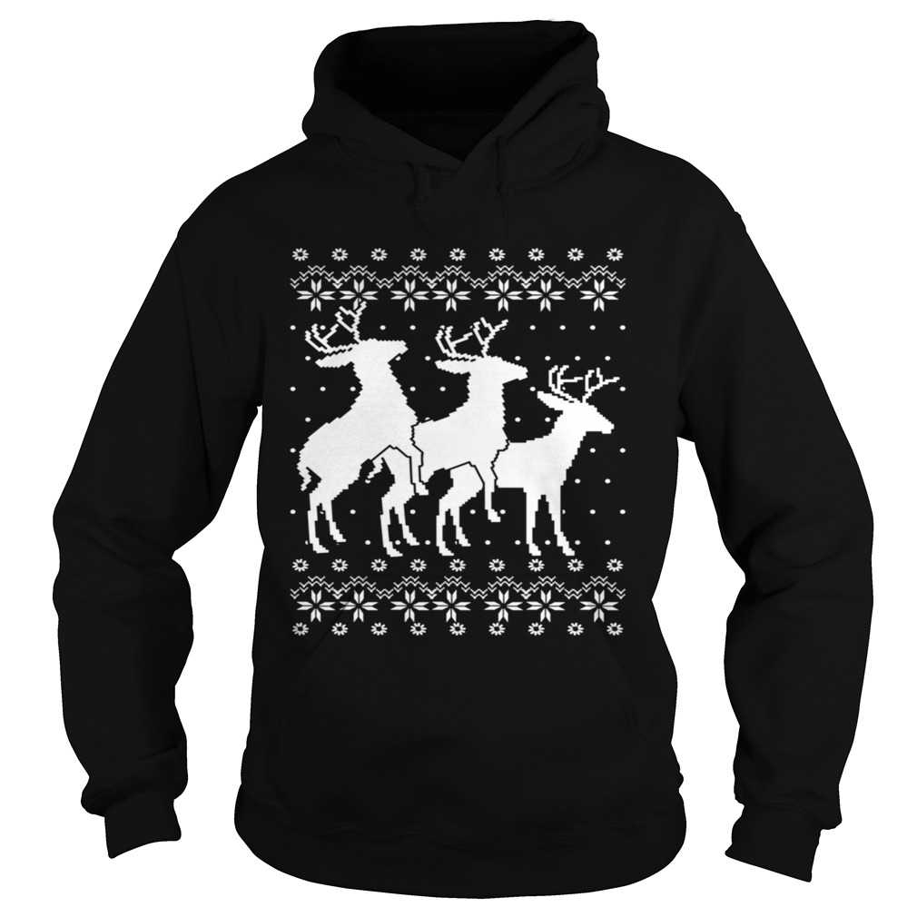 Rentier Ugly Christmas Weihnachten Lustig Geschenk Langarm  Hoodie