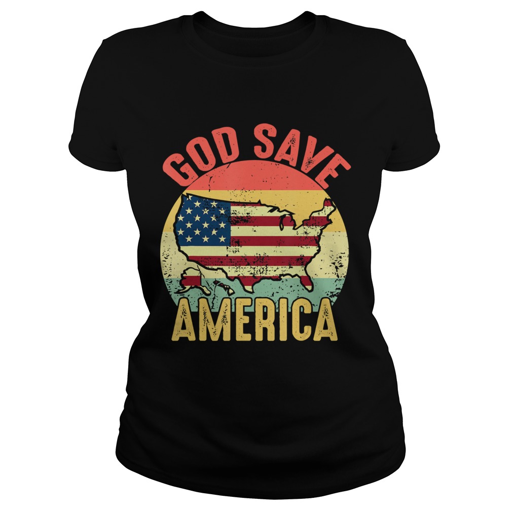 Retro Vintage God Save America US Flag Patriotic American  Classic Ladies