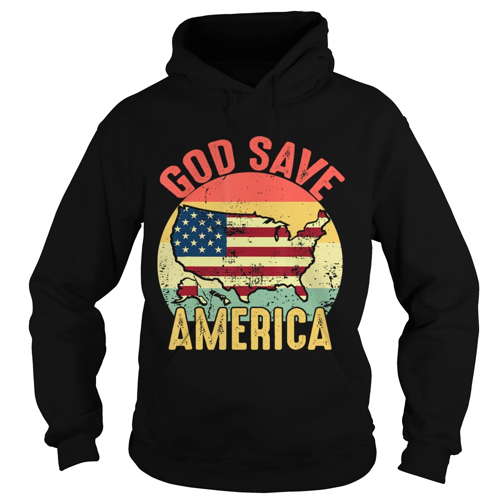 Retro Vintage God Save America US Flag Patriotic American  Hoodie