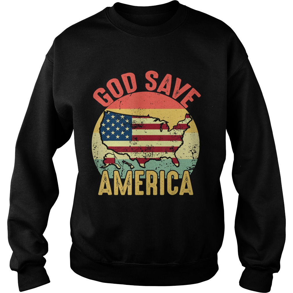 Retro Vintage God Save America US Flag Patriotic American  Sweatshirt