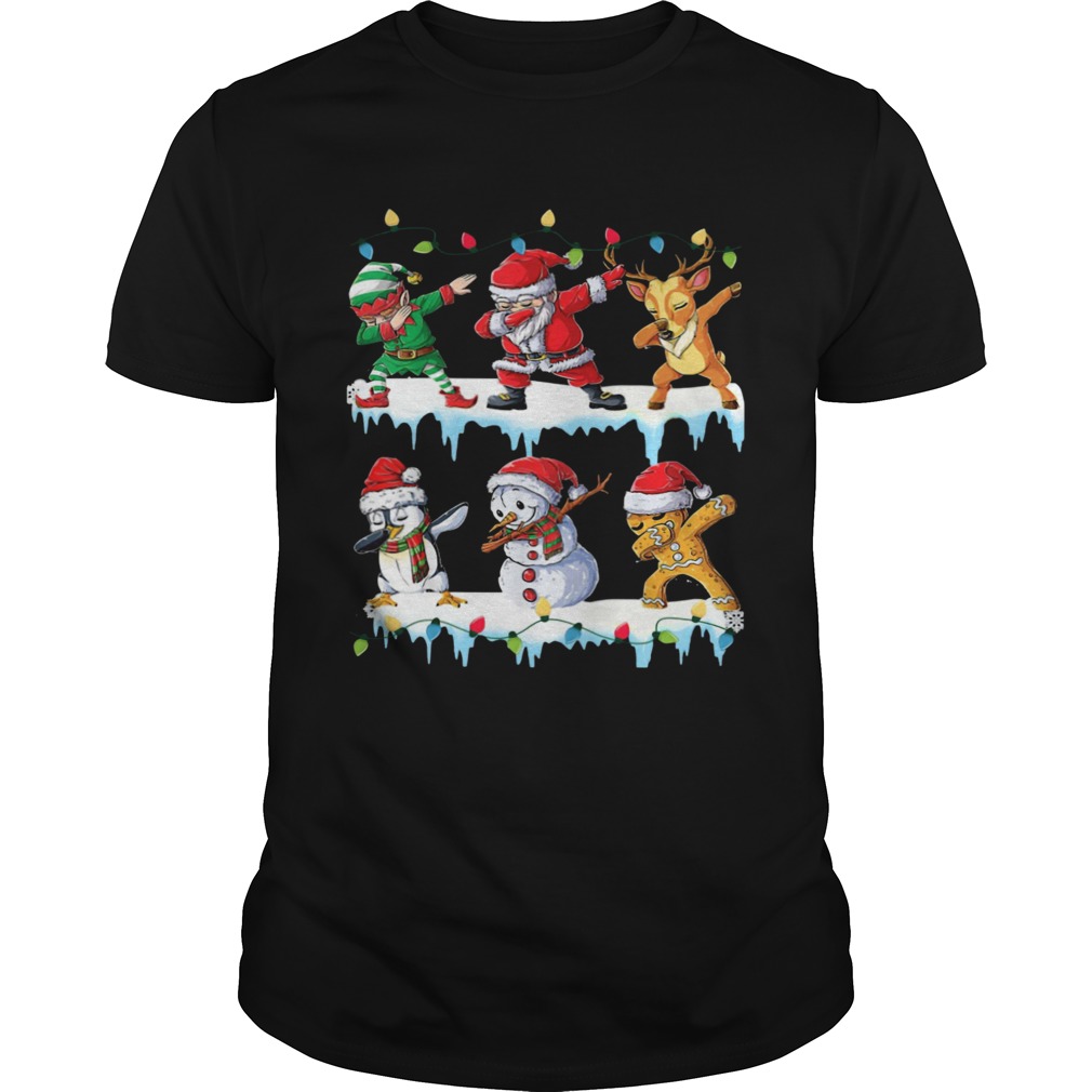 Santa Claus Gingerbread Elf Reindeer Snowman Penguin Dabbing Merry Christmas shirt