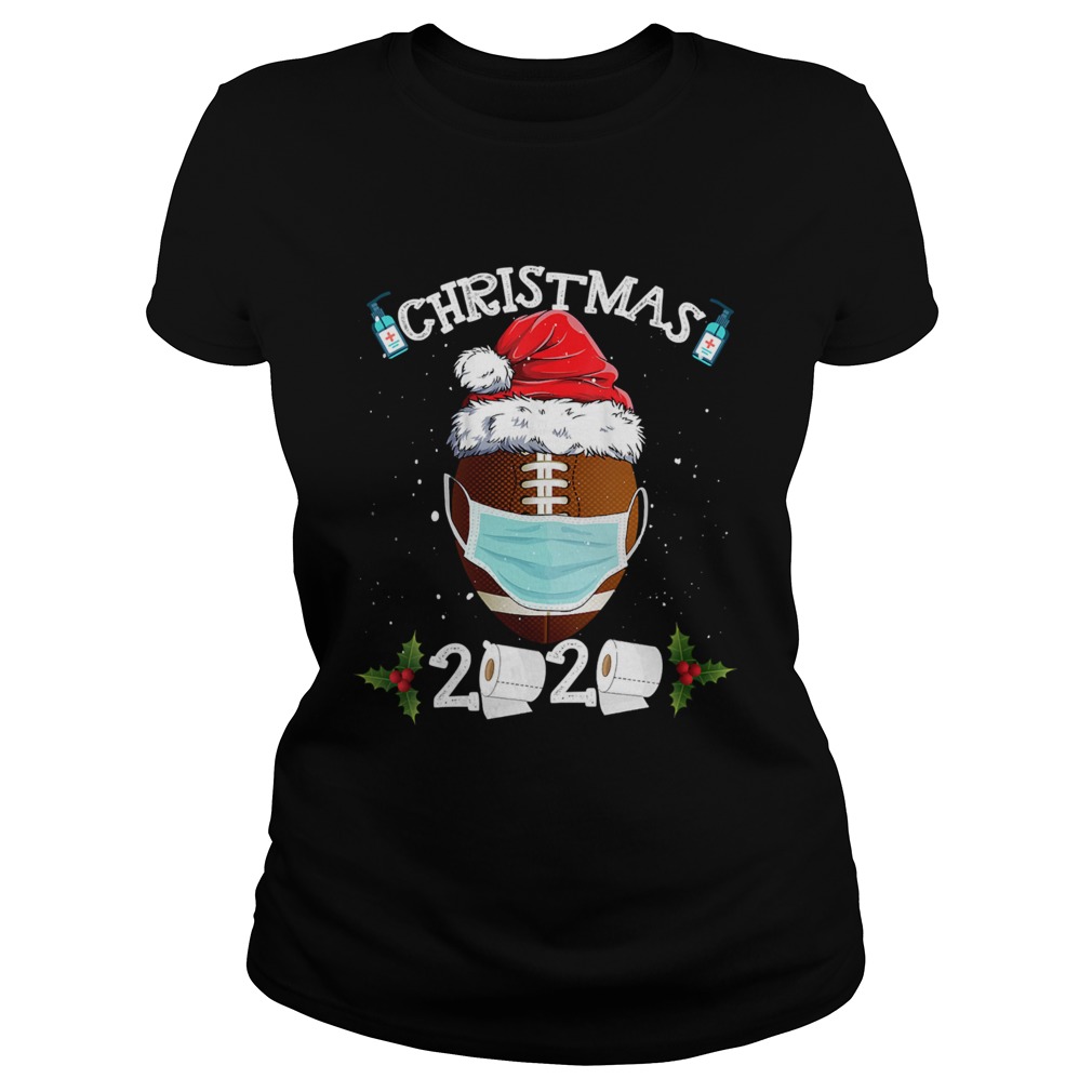 Santa Claus Hat With Face Mask And American Football Merry Christmas  Classic Ladies