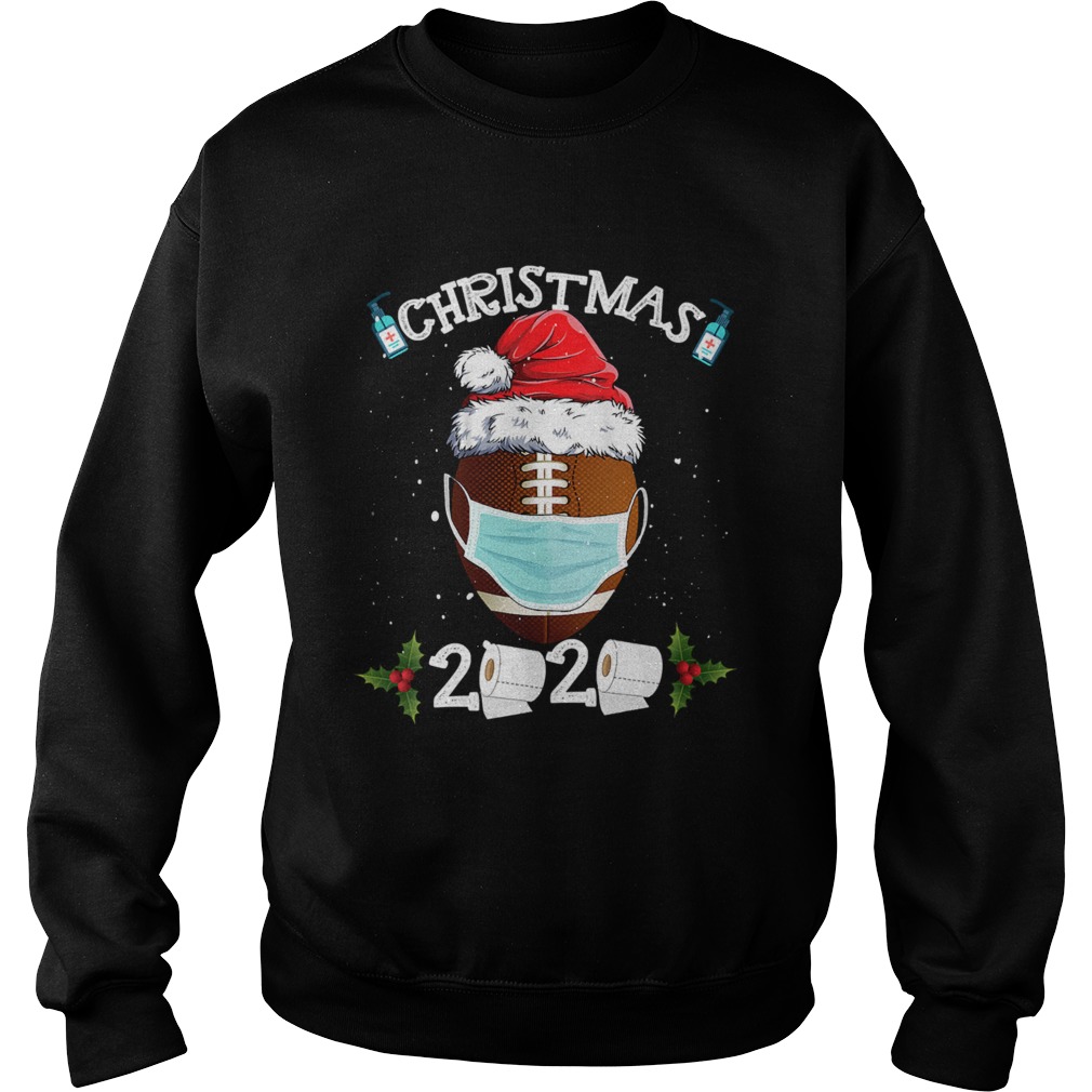 Santa Claus Hat With Face Mask And American Football Merry Christmas  Sweatshirt