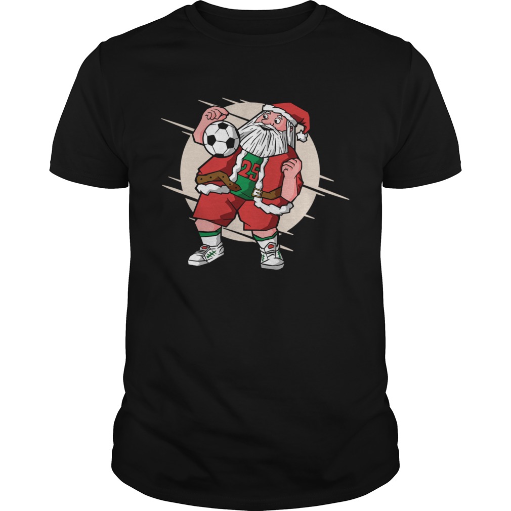 Santa Claus Playing Soccer Funny Christmas Football Control Soccer Santa Claus shirt