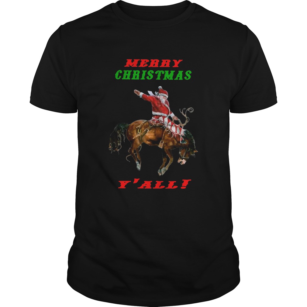 Santa Claus Riding Horse Merry Christmas Yall shirt