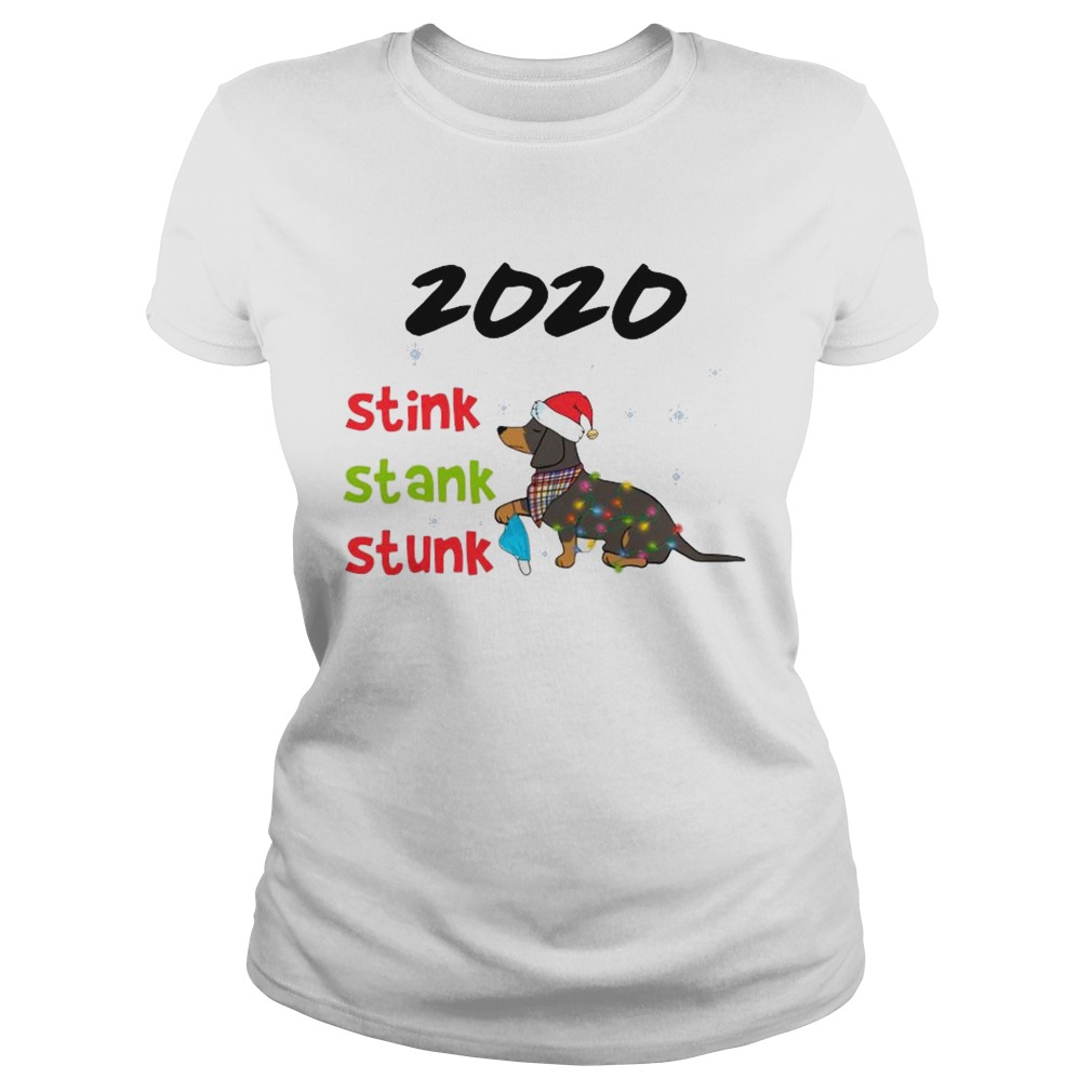 Santa Dachshund Holding Mask 2020 Stink Stank Stunk Merry Christmas  Classic Ladies