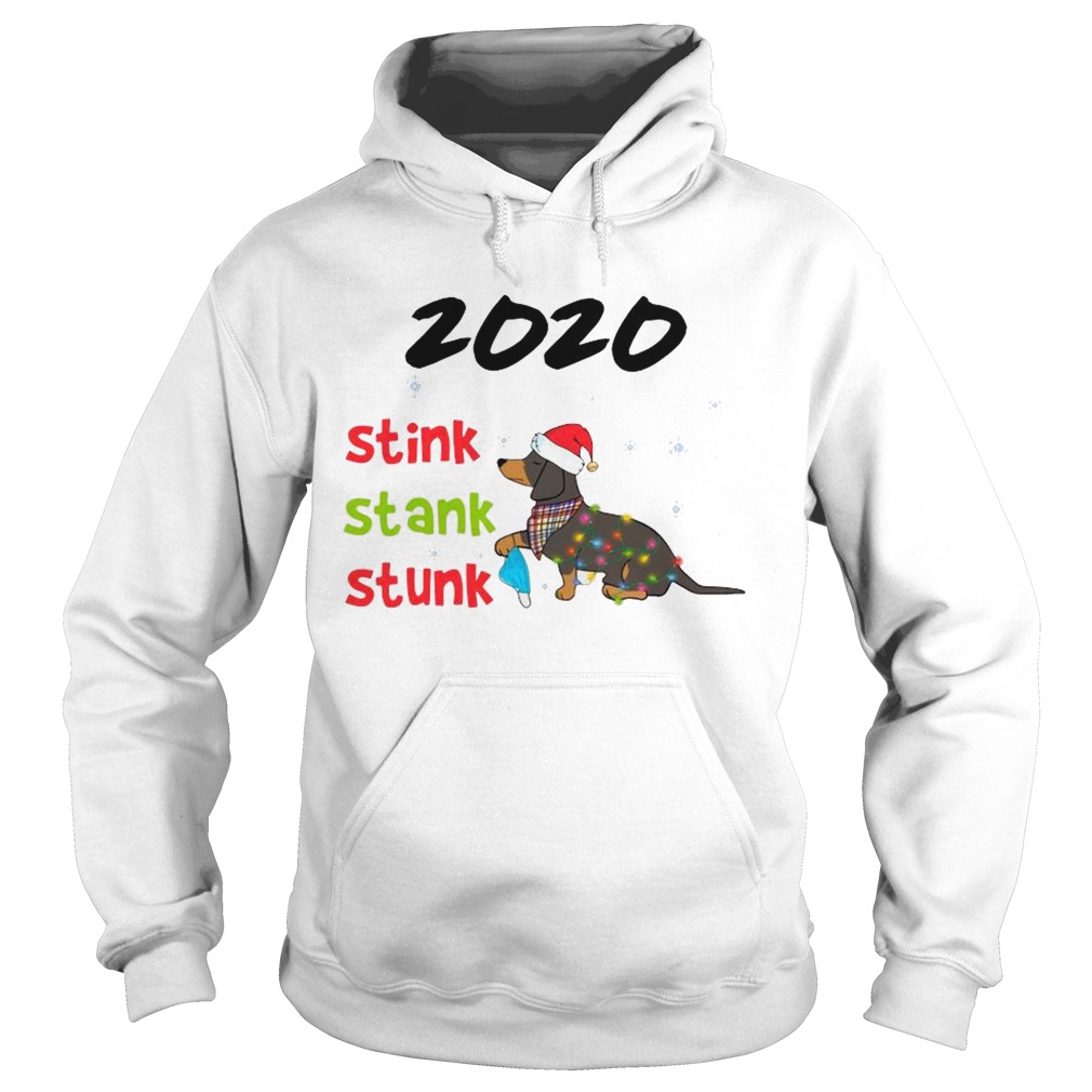 Santa Dachshund Holding Mask 2020 Stink Stank Stunk Merry Christmas  Hoodie