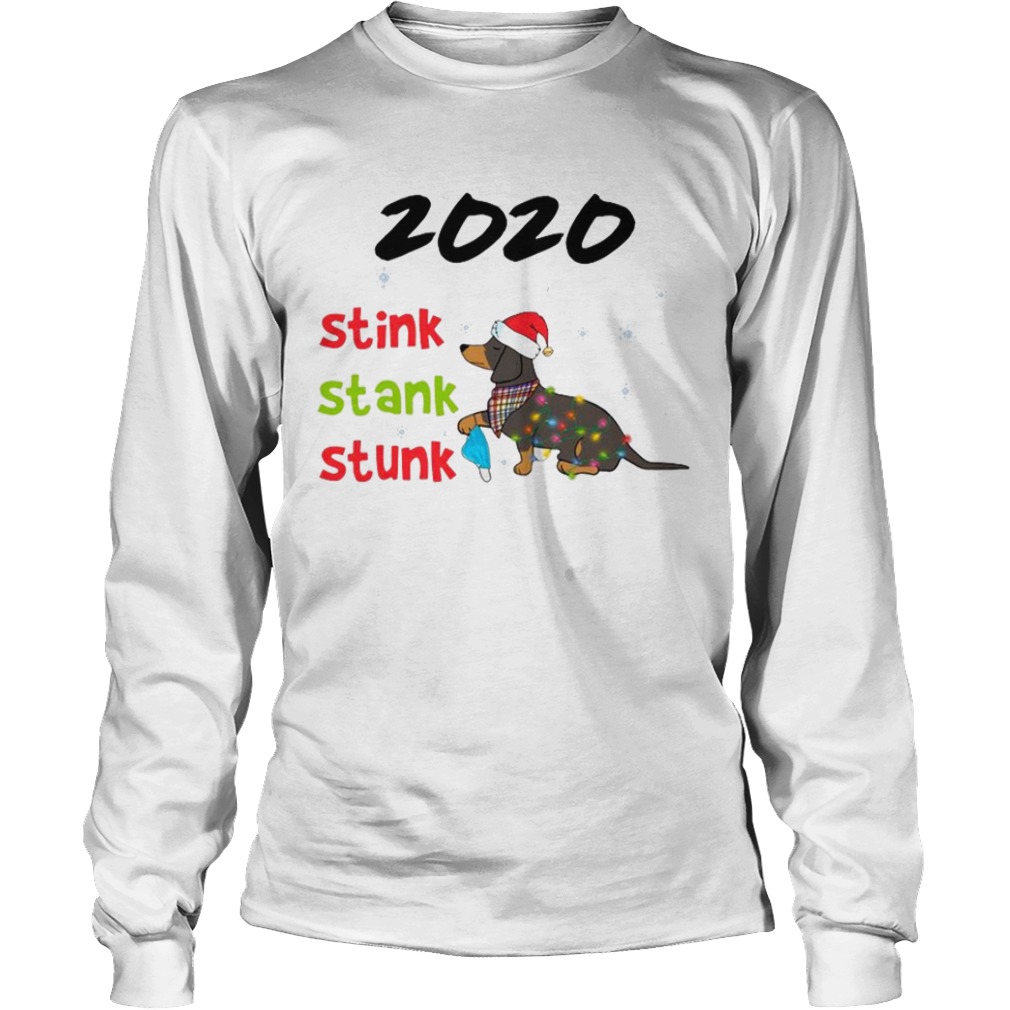 Santa Dachshund Holding Mask 2020 Stink Stank Stunk Merry Christmas  Long Sleeve