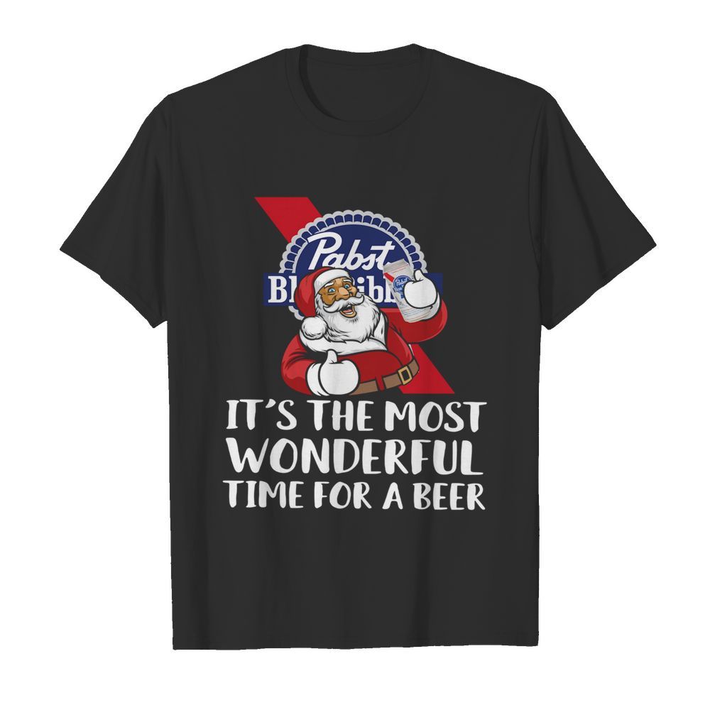 Santa Drink Pabst Blue Ribbon Beer Its The Most Wonderful Time For A Beer shirt