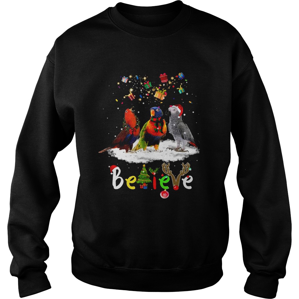 Santa Parrots Believe Christmas  Sweatshirt