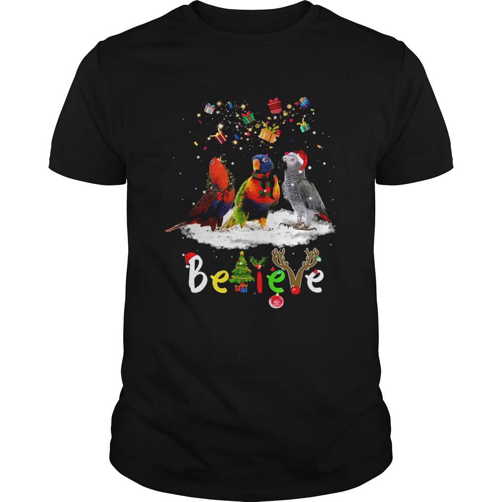 Santa Parrots Believe Christmas  Unisex