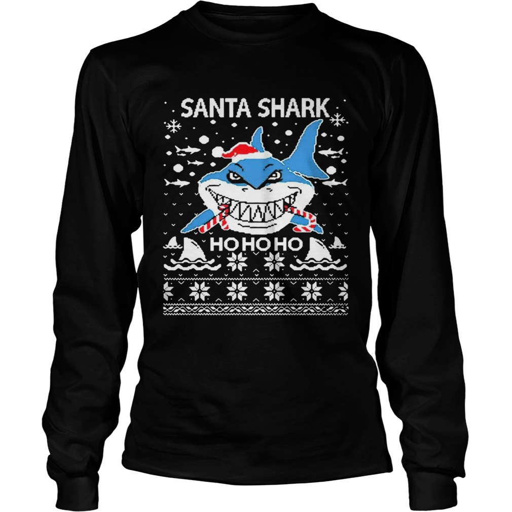 Santa Shark Ho Ho Ho Christmas  Long Sleeve