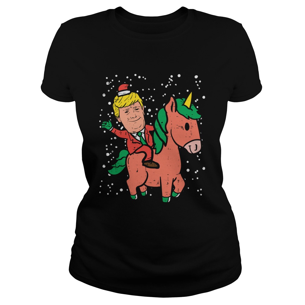 Santa Trump Riding Unicorn Funny Christmas Xmas  Classic Ladies