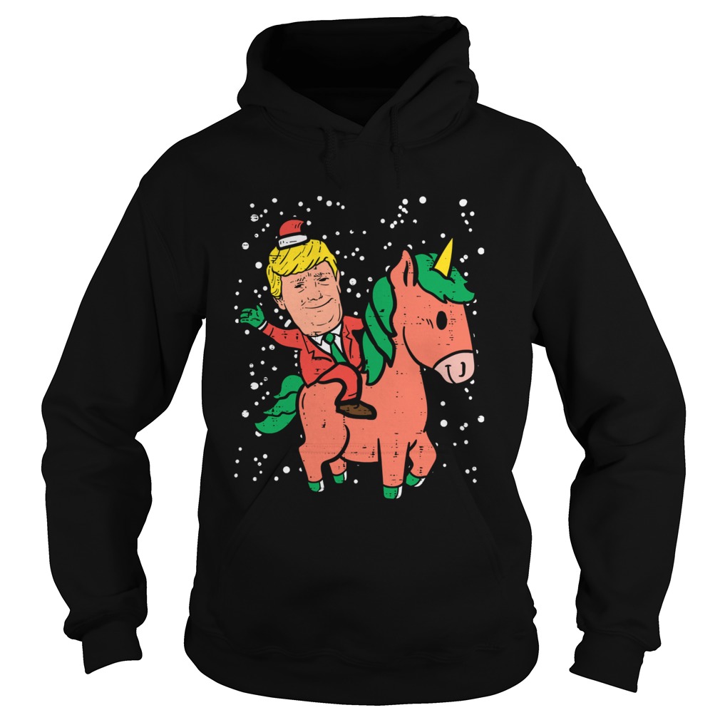 Santa Trump Riding Unicorn Funny Christmas Xmas  Hoodie