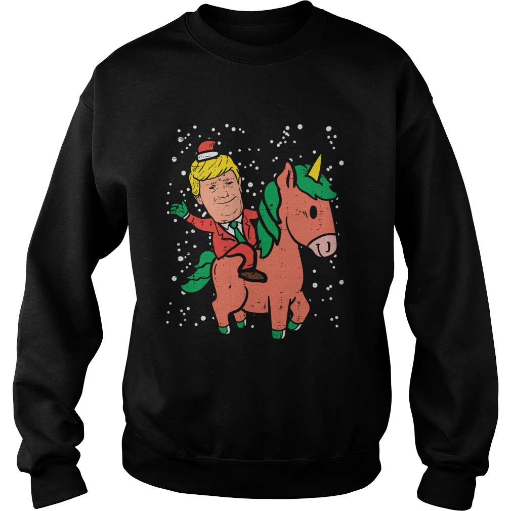 Santa Trump Riding Unicorn Funny Christmas Xmas  Sweatshirt