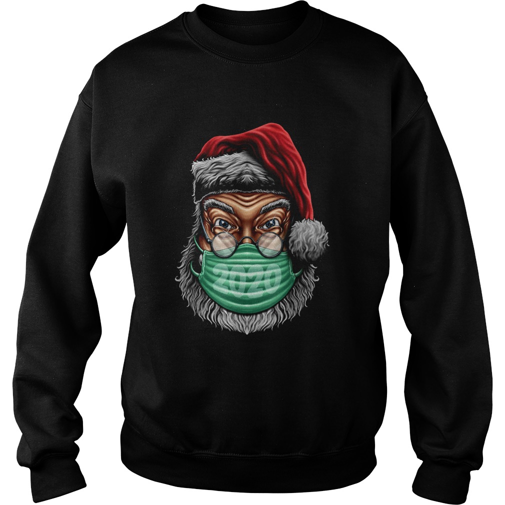 Santa With Face Mask Family Pajamas Xmas Christmas 2020  Sweatshirt