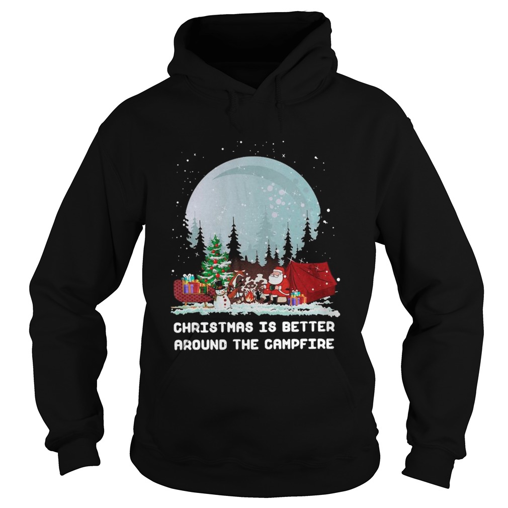 Satan Claus Camping Christmas Is Better Around The Campfire  Hoodie