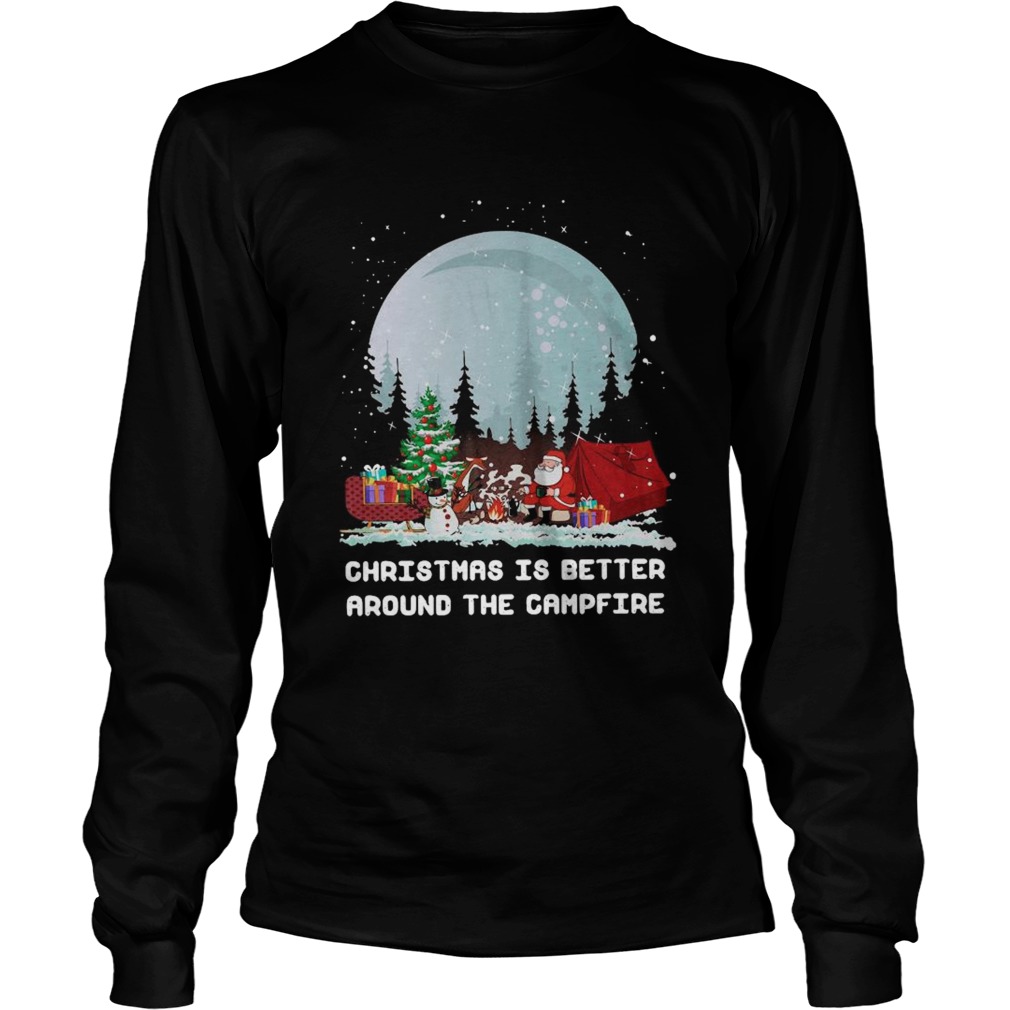 Satan Claus Camping Christmas Is Better Around The Campfire  Long Sleeve