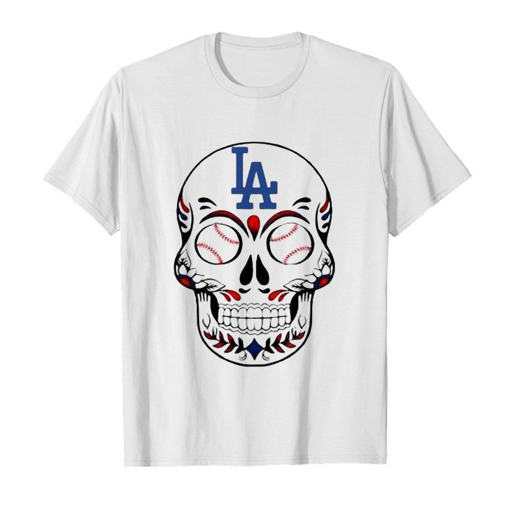 Skull Los Angeles LA Dodgers Logo Baseball shirt