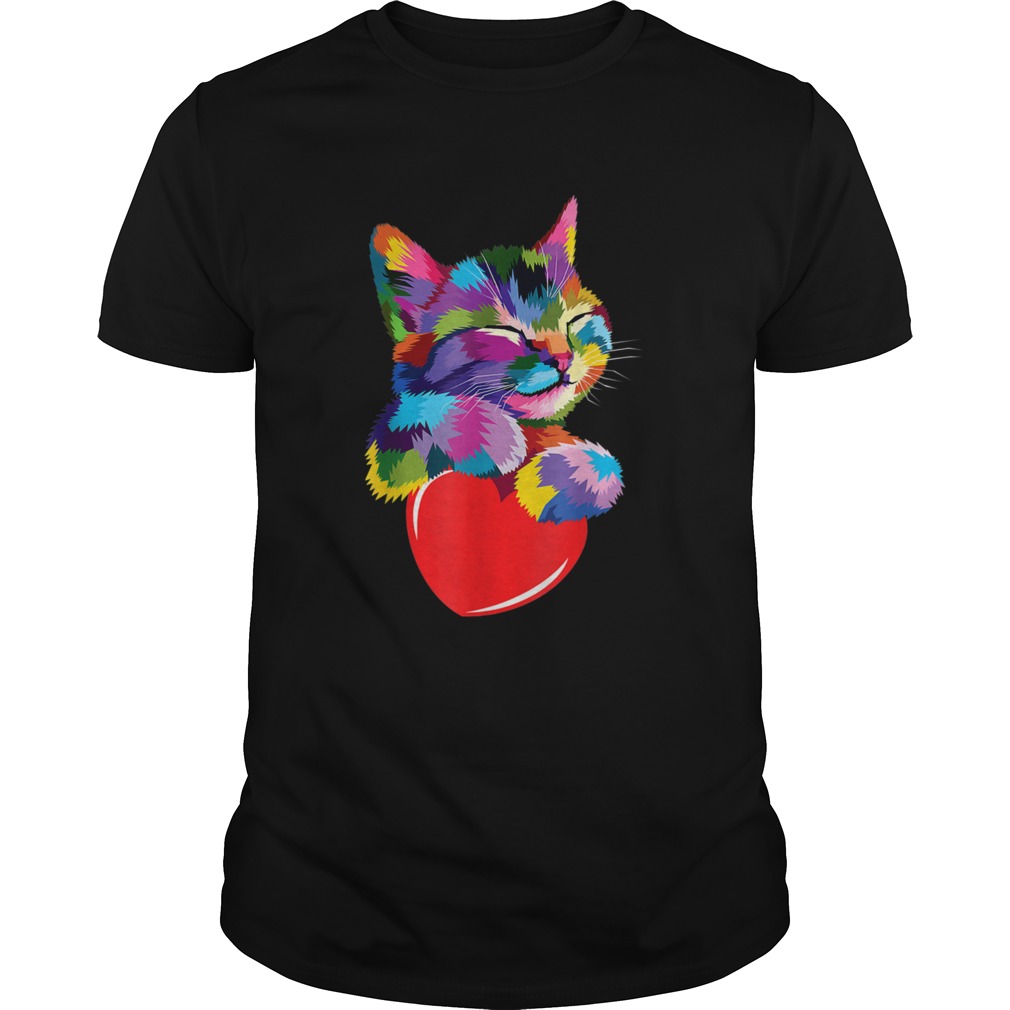 Smiling Cat Hug Heart Love shirt