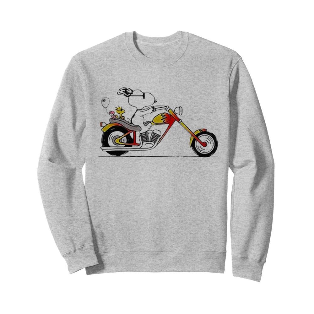 Snoopy And Woodstock Riding A Motorcycle  Unisex Sweatshirt