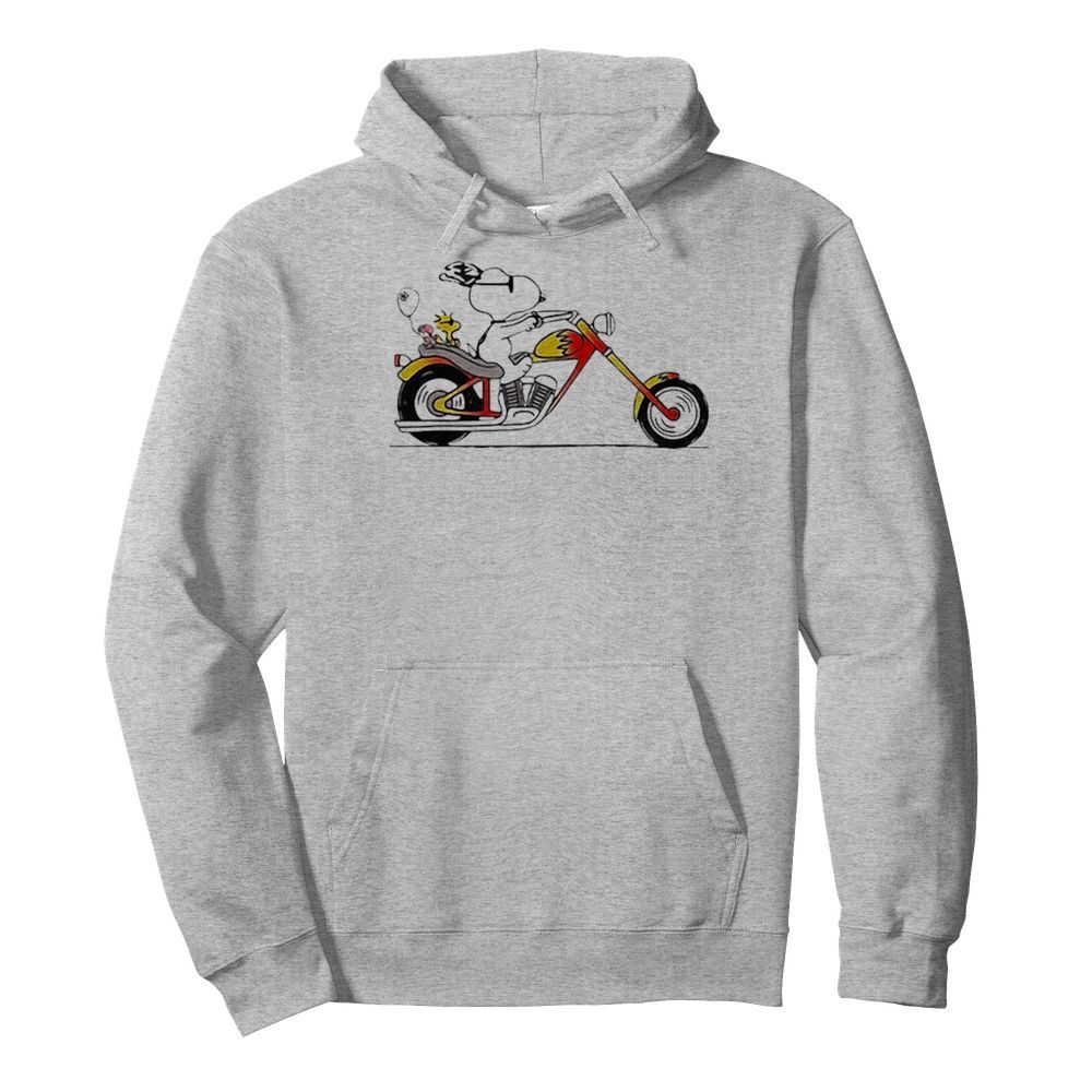 Snoopy And Woodstock Riding A Motorcycle  Unisex Hoodie