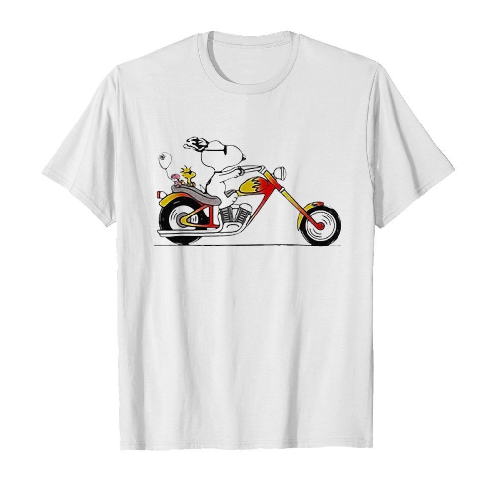 Snoopy And Woodstock Riding A Motorcycle  Classic Men's T-shirt