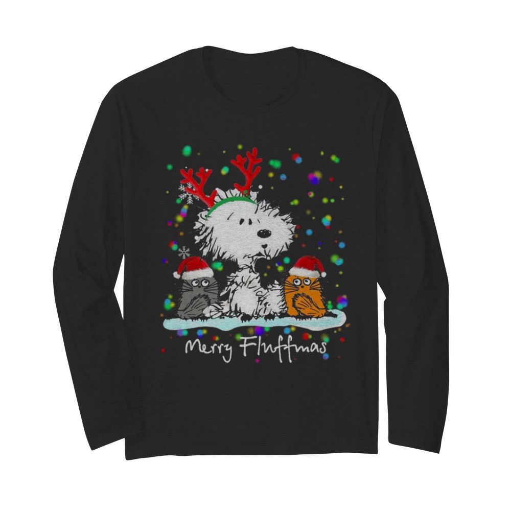 Snoopy Cat Merry Fluffmas Christmas  Long Sleeved T-shirt 