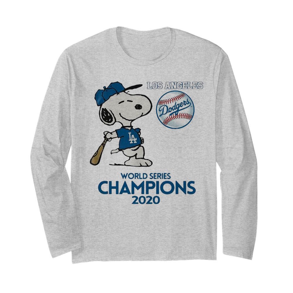 Snoopy Play Baseball Los Angeles Dodgers World Series Champions 2020  Long Sleeved T-shirt 