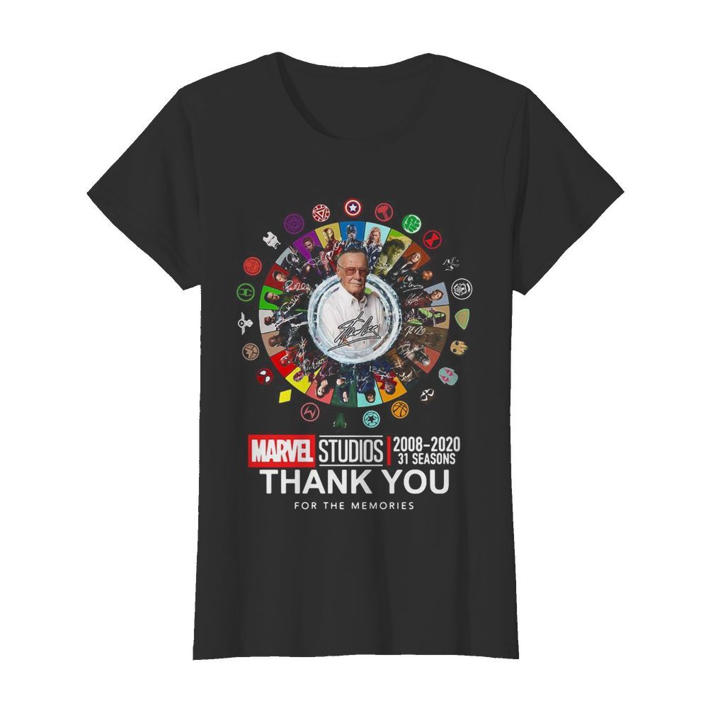 Stan Lee Marvel Studios 2008 2020 31 Seasons Thank You For The Memories Signatures  Classic Women's T-shirt