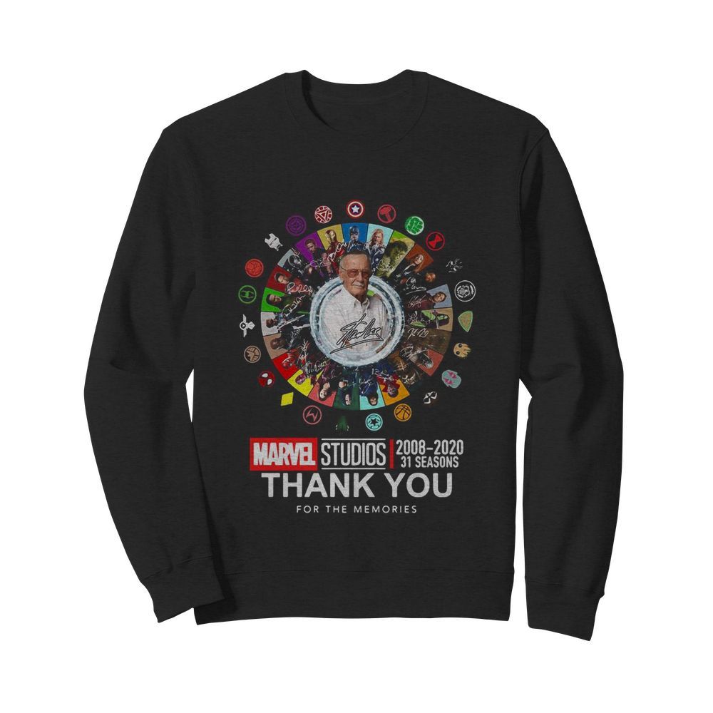 Stan Lee Marvel Studios 2008 2020 31 Seasons Thank You For The Memories Signatures  Unisex Sweatshirt