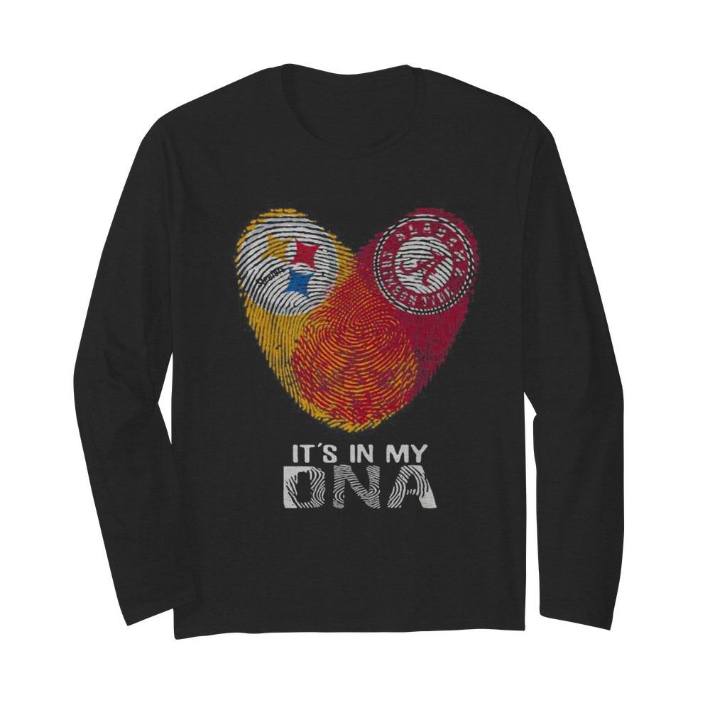 Steelers Alabama Crimsontide It’s In My Dna Heart Fingerprints  Long Sleeved T-shirt 