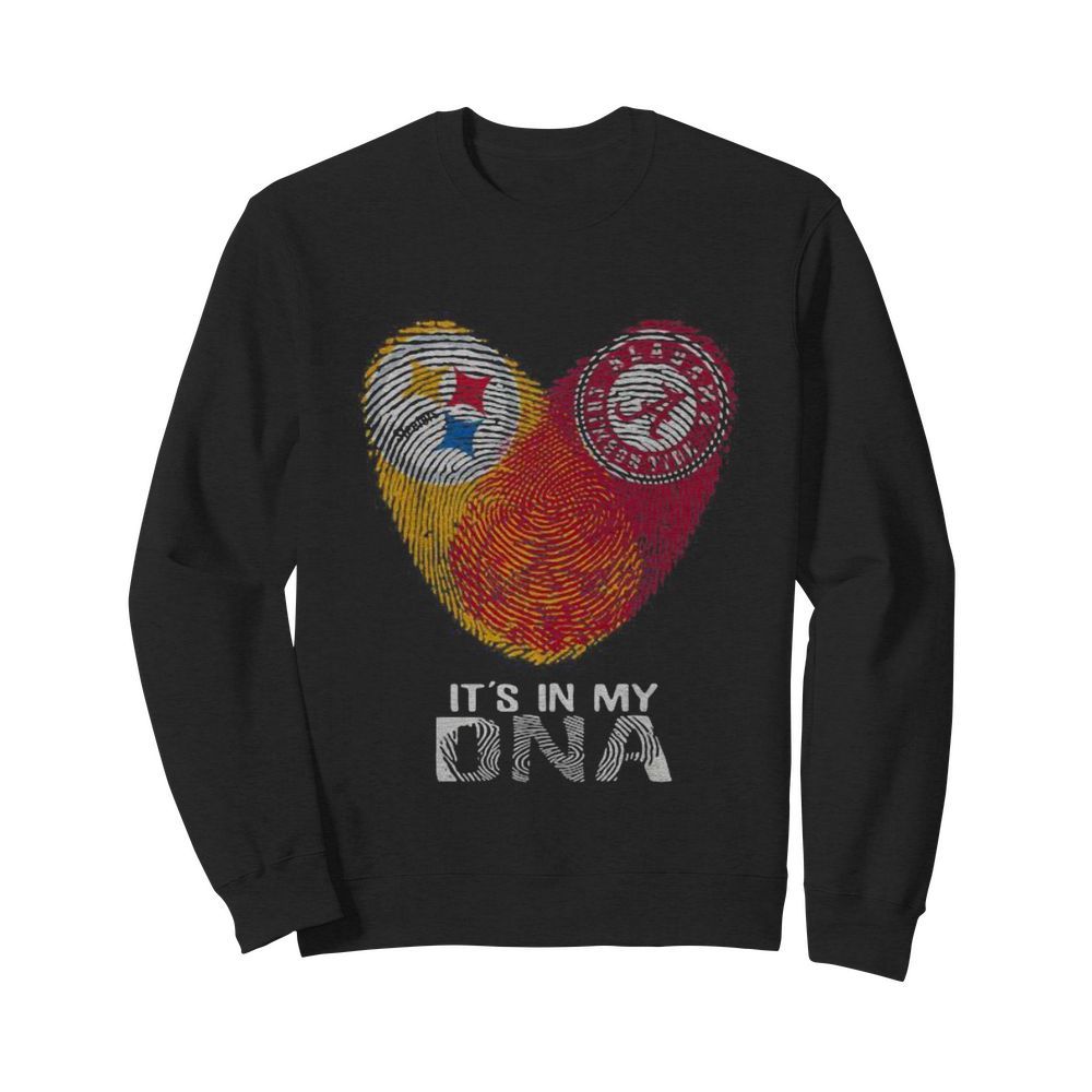 Steelers Alabama Crimsontide It’s In My Dna Heart Fingerprints  Unisex Sweatshirt