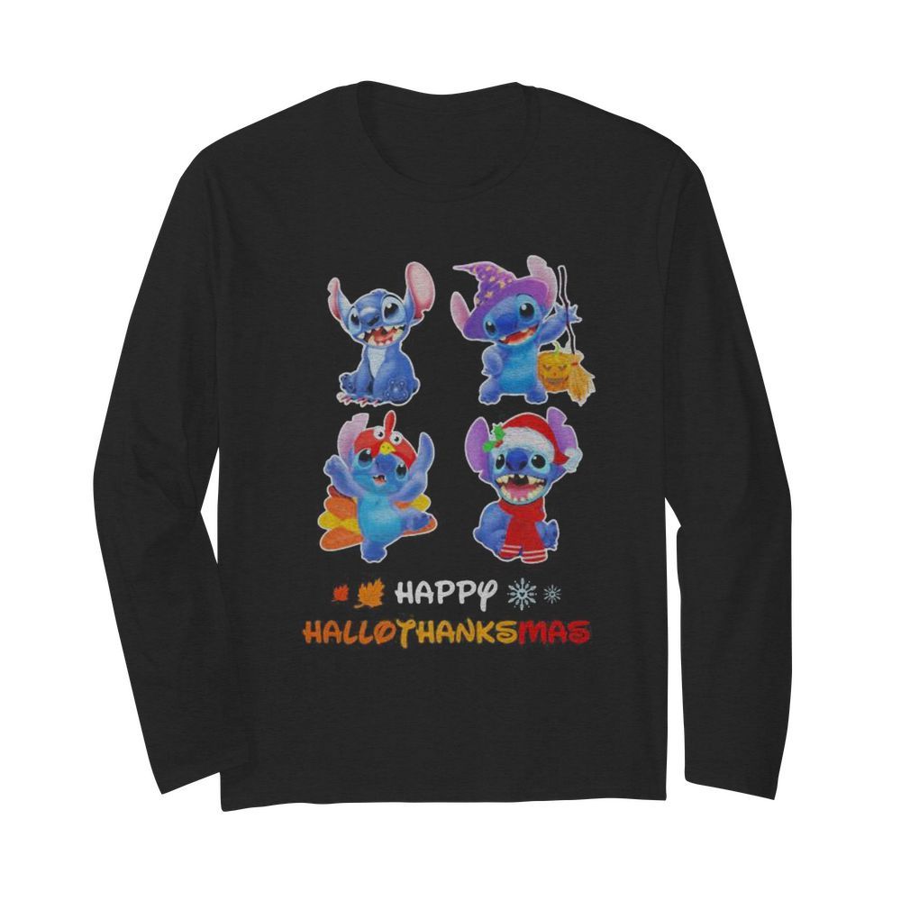 Stitch happy hallothanksmas  Long Sleeved T-shirt 