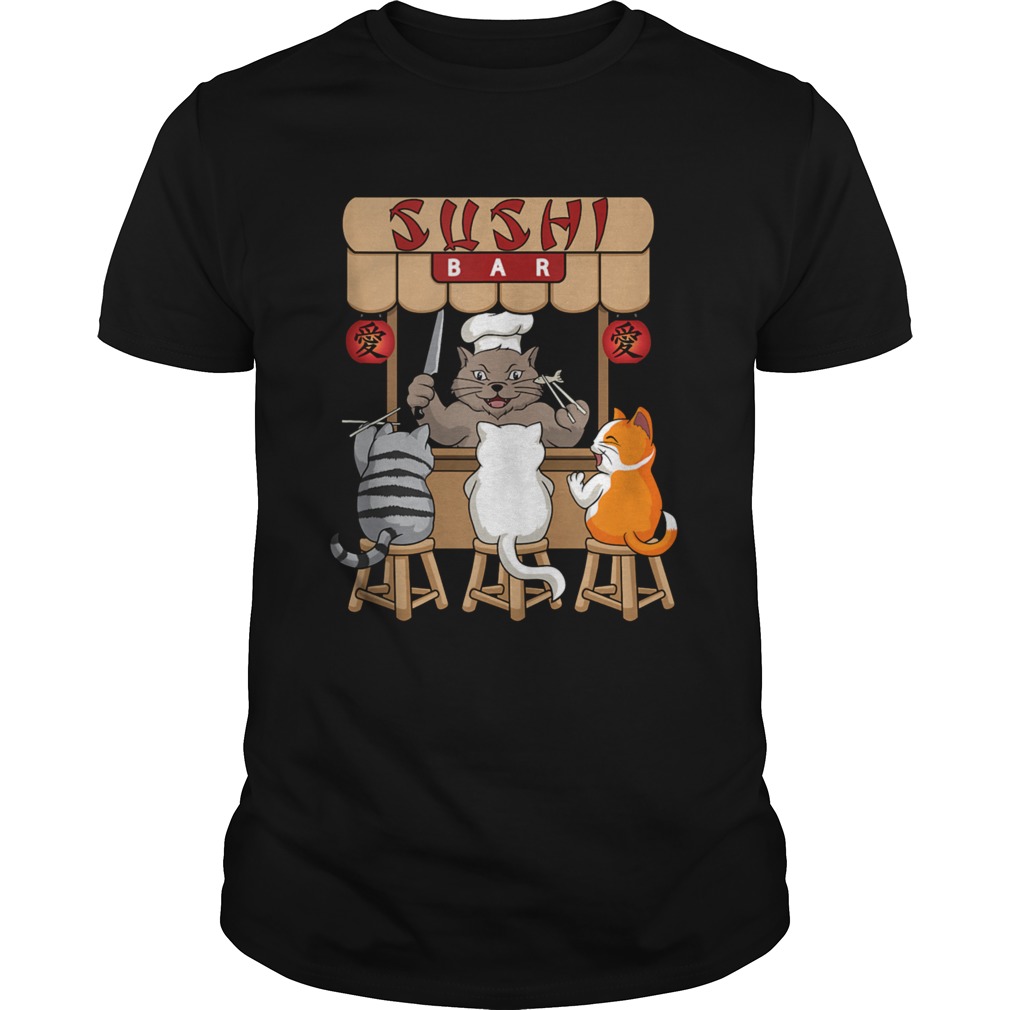 Sushi Bar Foodie Cat Kitten Kitty Asian Japanese Chef shirt