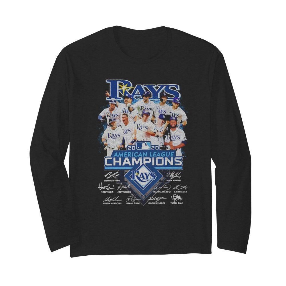 Tampa Bay Rays 2020 American League Champions played signatures  Long Sleeved T-shirt 