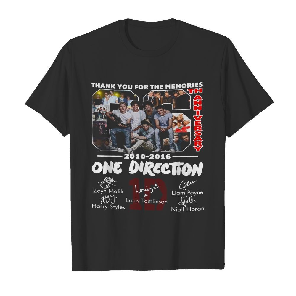 Thank You For The Memories 66th Anniversary 2010-2016 One Direction shirt