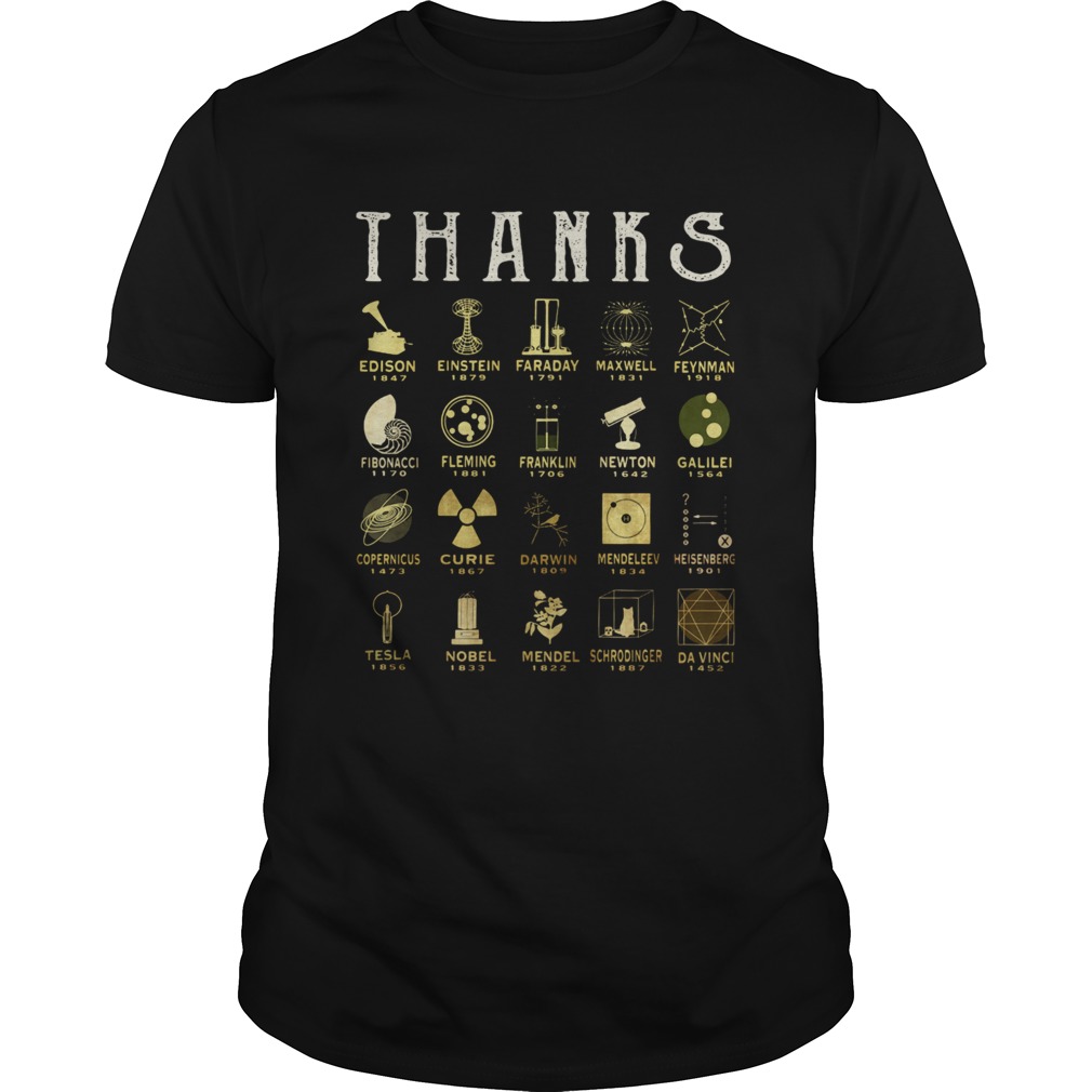 Thanks Edison Einstein Faraday Maxwell Feynman shirt