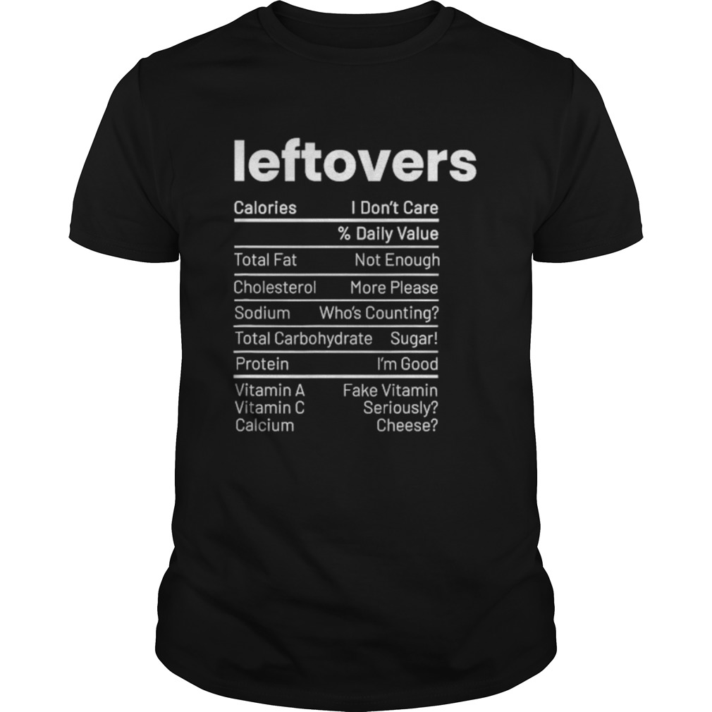 Thanksgiving leftovers food nutrition facts anti vegan shirt