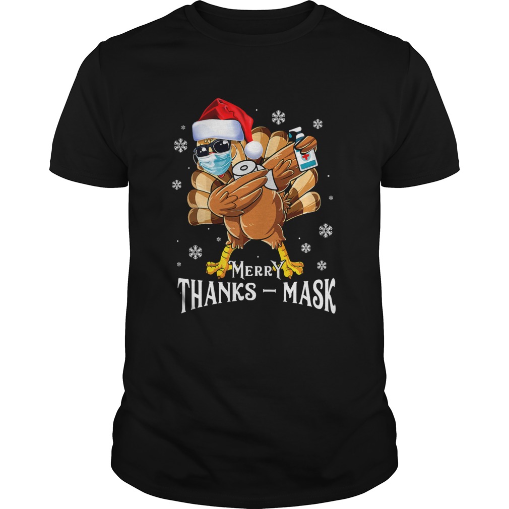 Thanksmas 2020 Turkey Dabbing Wearing Mask Christmas shirt