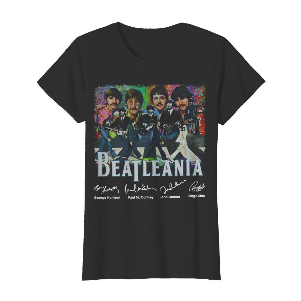 The Beatleania George Harrison Paul Mc Cartney John Lennon Ringo Starr  Classic Women's T-shirt