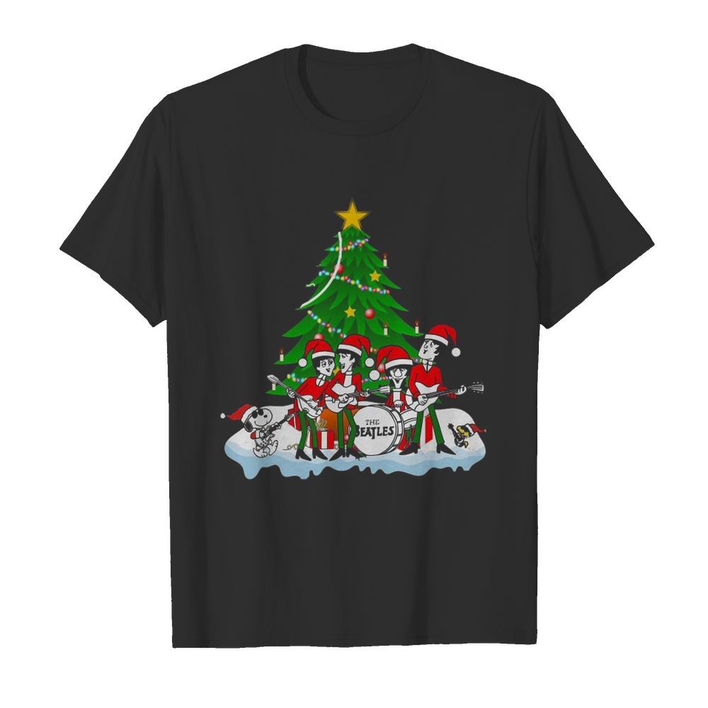 The Beatles Rock Band Snoopy And Woodstock Merry Christmas Tree shirt