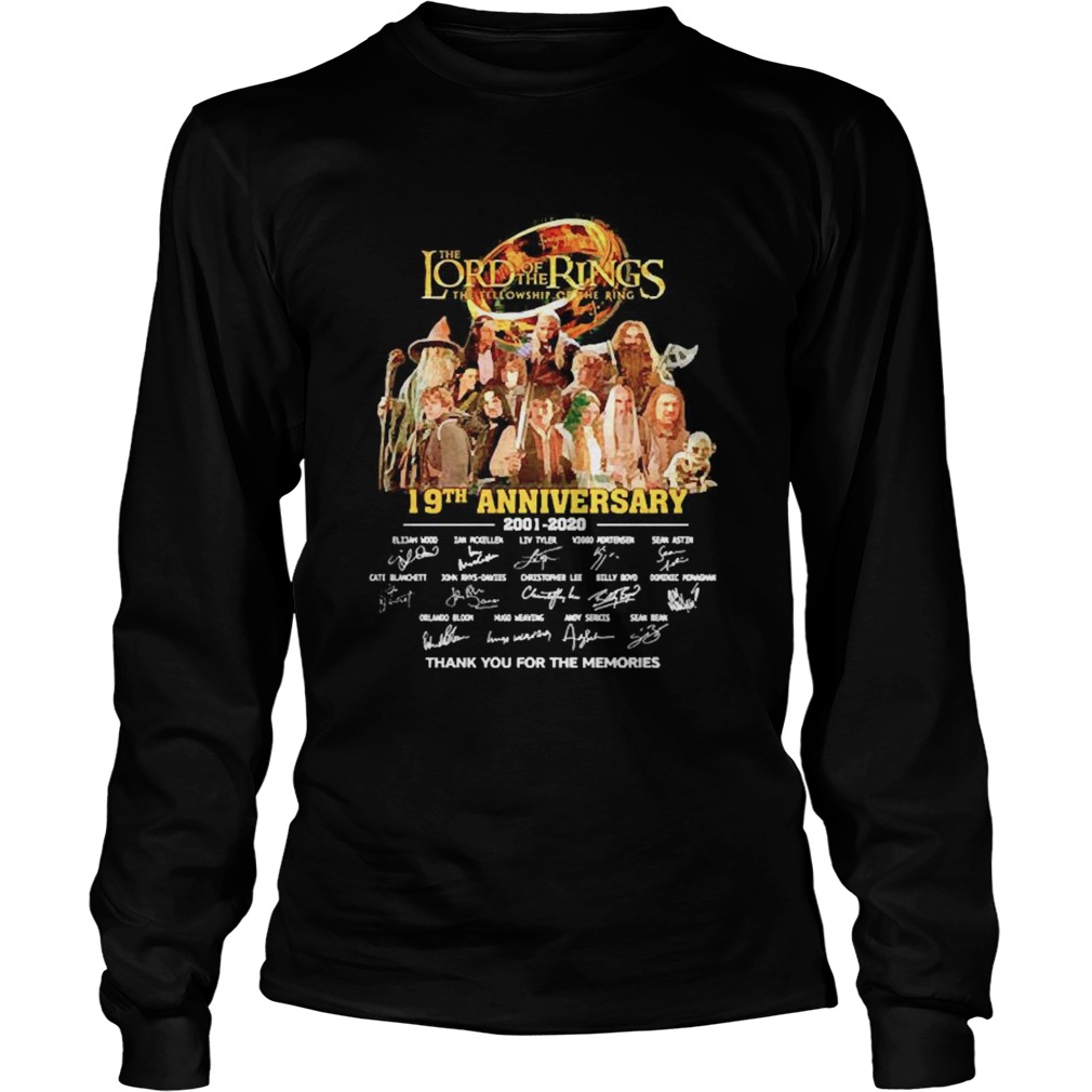 The Lord of the Rings 19th Anniversary 20012020 signature thank you for the memories  Long Sleeve