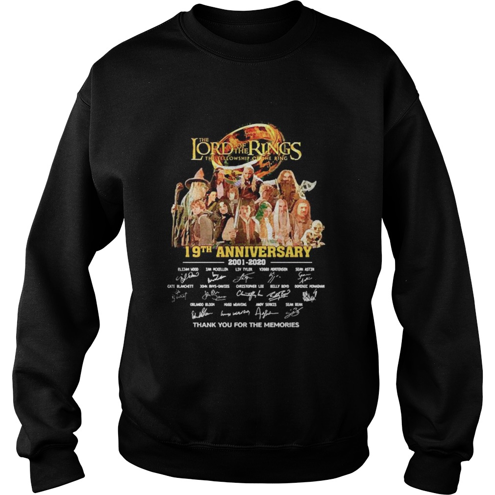 The Lord of the Rings 19th Anniversary 20012020 signature thank you for the memories  Sweatshirt