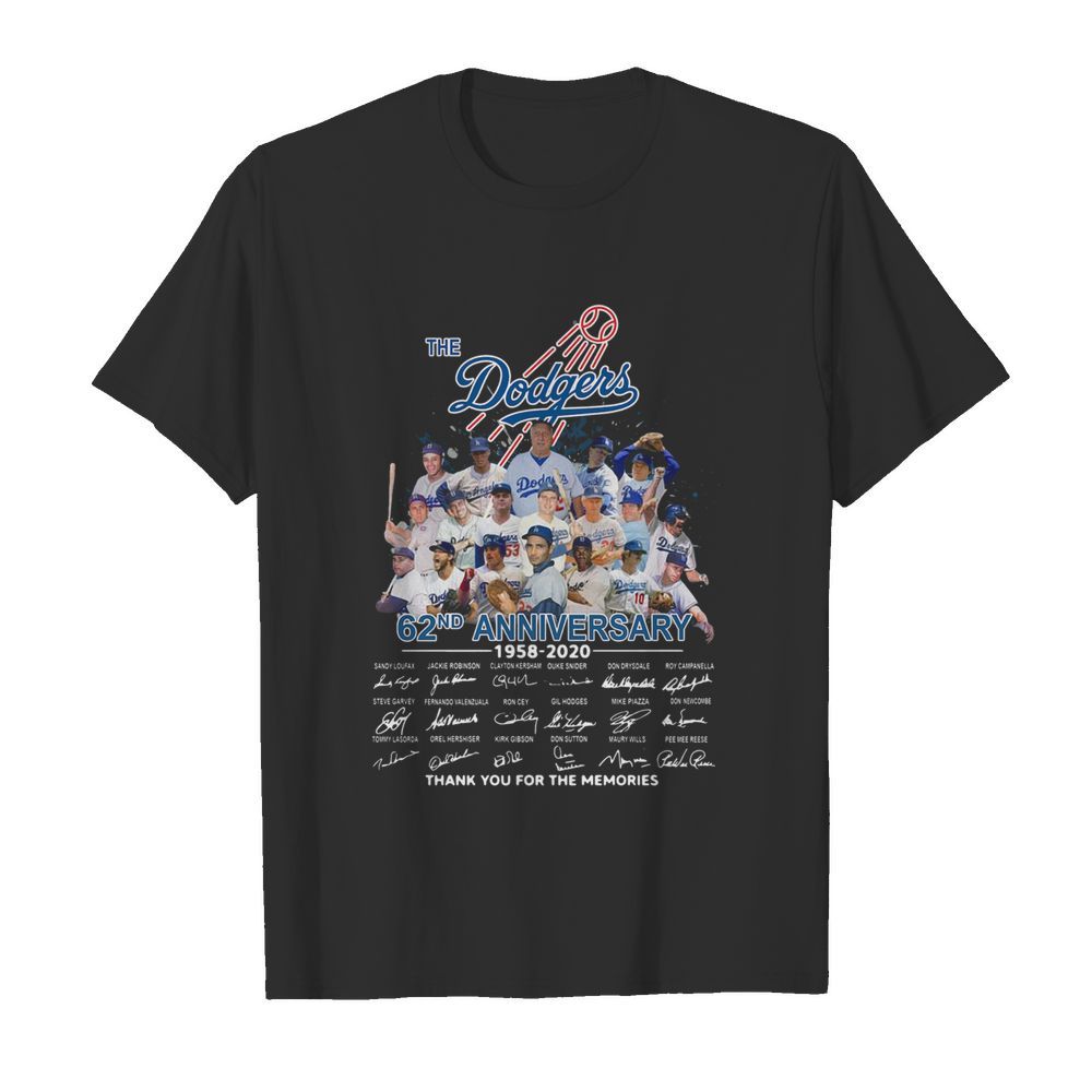 The Los Angeles Dodgers 62nd Anniversary 1958-2020 Thank You Signatures shirt