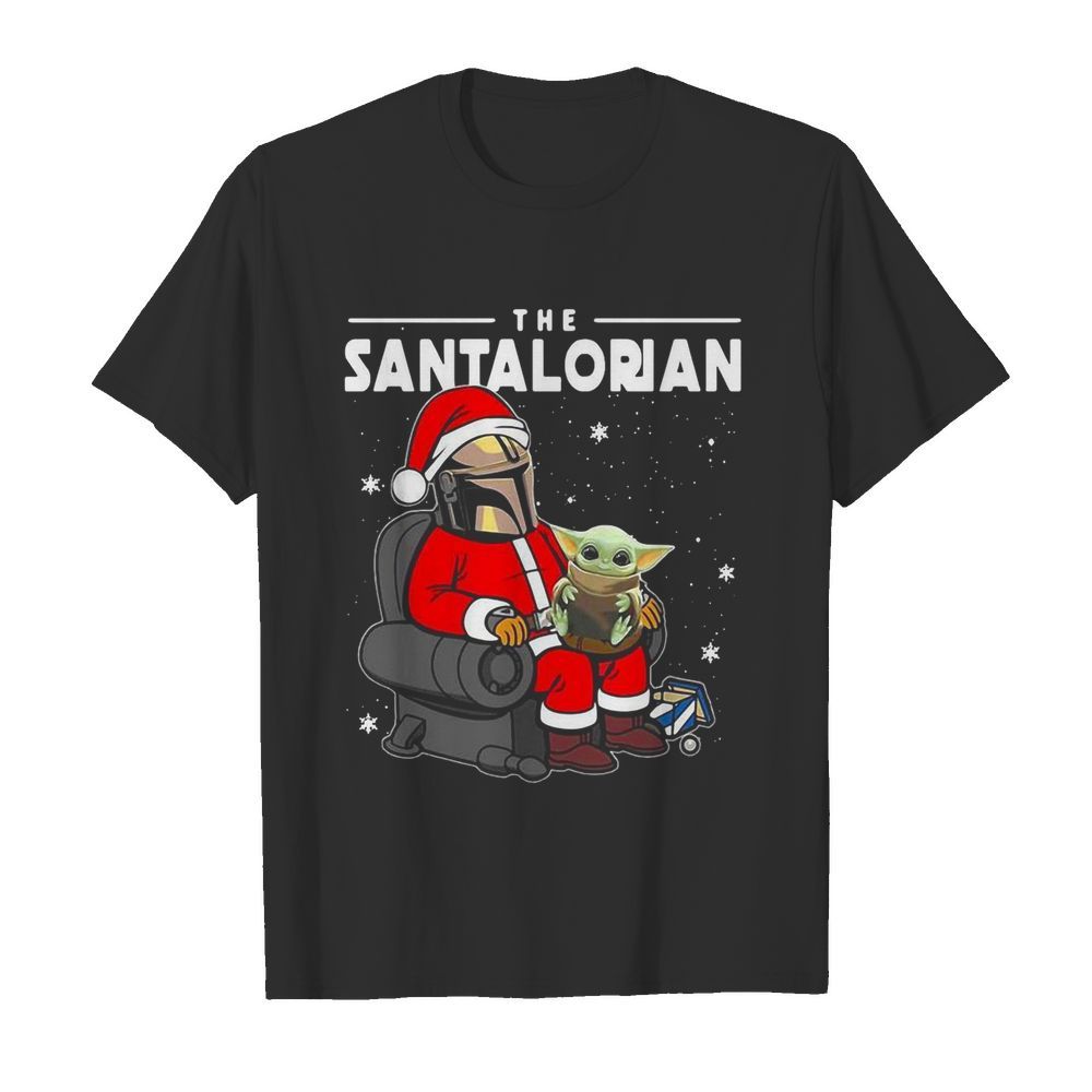 The Santalorian Santa Mandalorian Hug Baby Yoda Christmas shirt