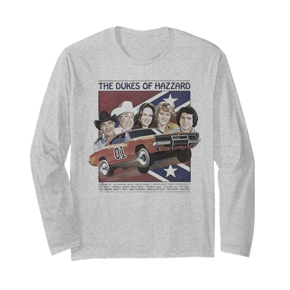 The dukes of hazzard 01 car featuring catherine bach daisy duke james best sheriff rosco  Long Sleeved T-shirt 