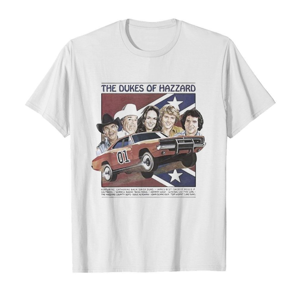 The dukes of hazzard 01 car featuring catherine bach daisy duke james best sheriff rosco  Classic Men's T-shirt