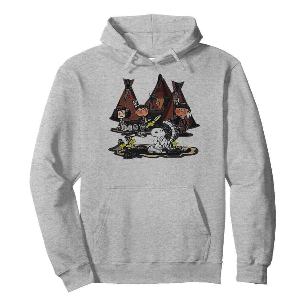 The peanuts characters cartoon camping native  Unisex Hoodie