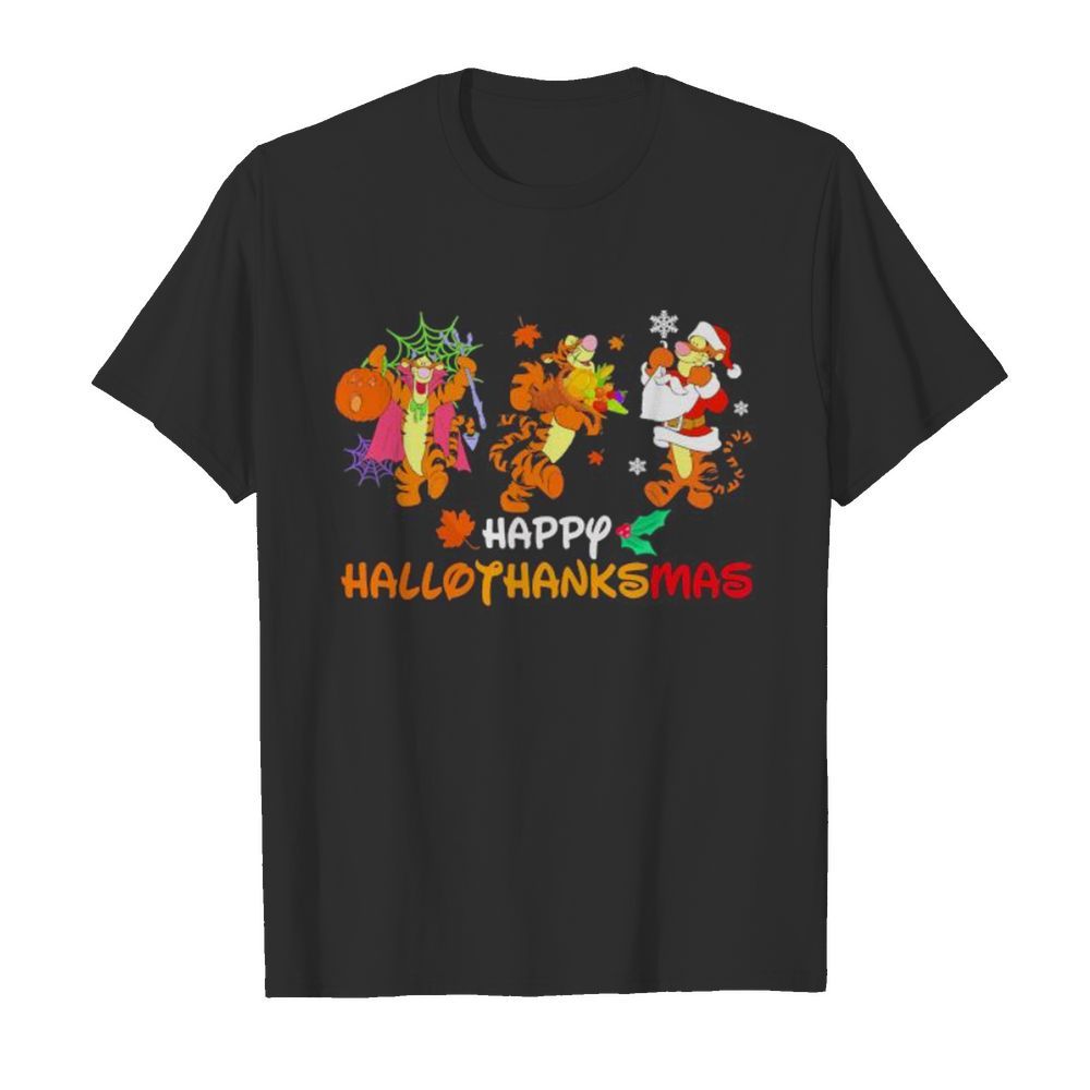 Tigger happy hallothanksmas halloween thanksgiving christmas shirt